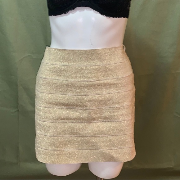 Express Dresses & Skirts - Express gold tone bandage mini skirt